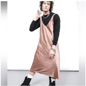 NWT Wildfang Empower Satin Slip Dress Size Small